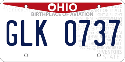 OH license plate GLK0737