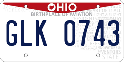 OH license plate GLK0743