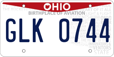 OH license plate GLK0744
