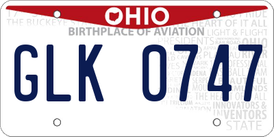 OH license plate GLK0747