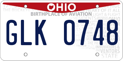 OH license plate GLK0748