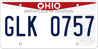 OH license plate GLK0757