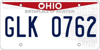 OH license plate GLK0762