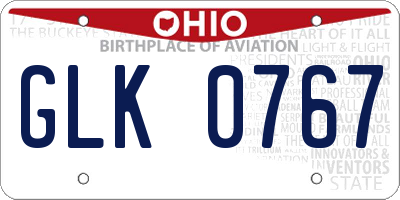 OH license plate GLK0767