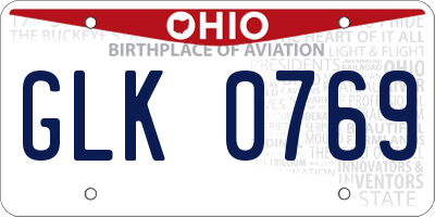 OH license plate GLK0769
