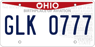 OH license plate GLK0777
