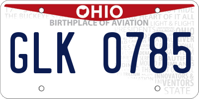 OH license plate GLK0785