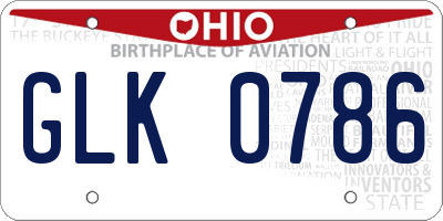 OH license plate GLK0786