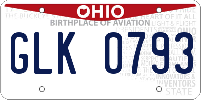 OH license plate GLK0793