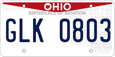 OH license plate GLK0803
