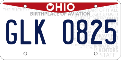 OH license plate GLK0825