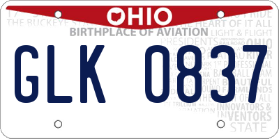 OH license plate GLK0837