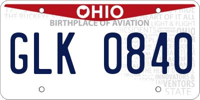 OH license plate GLK0840