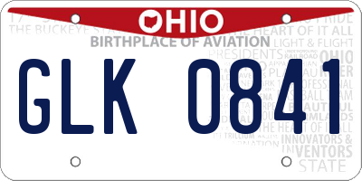 OH license plate GLK0841