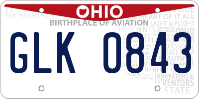 OH license plate GLK0843