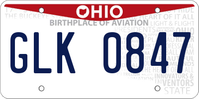 OH license plate GLK0847