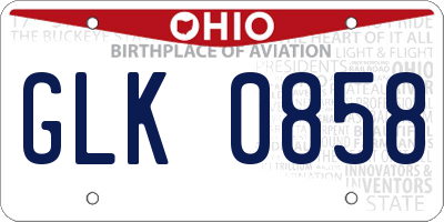 OH license plate GLK0858
