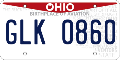 OH license plate GLK0860