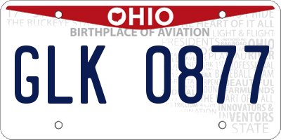 OH license plate GLK0877