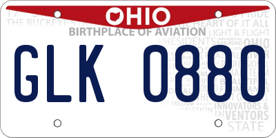 OH license plate GLK0880