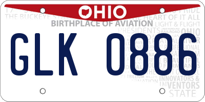 OH license plate GLK0886