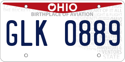 OH license plate GLK0889