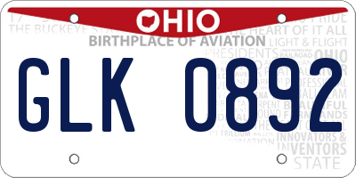 OH license plate GLK0892