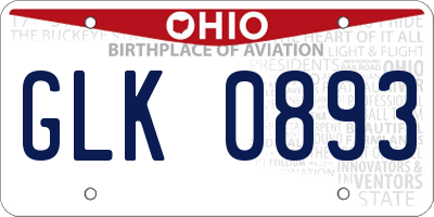 OH license plate GLK0893