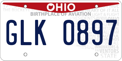 OH license plate GLK0897