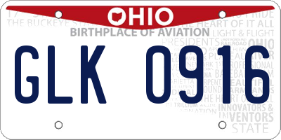 OH license plate GLK0916