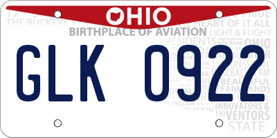 OH license plate GLK0922