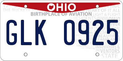 OH license plate GLK0925
