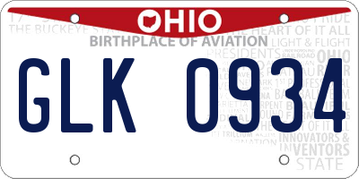 OH license plate GLK0934