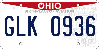 OH license plate GLK0936