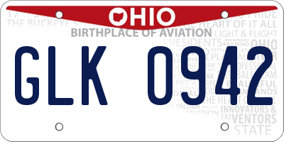OH license plate GLK0942