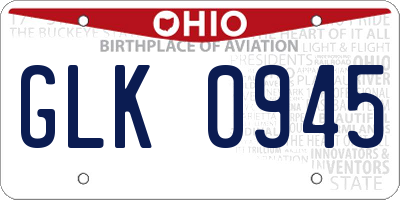 OH license plate GLK0945