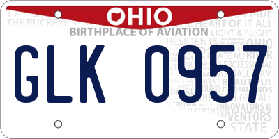 OH license plate GLK0957