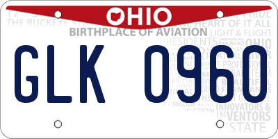 OH license plate GLK0960