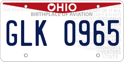 OH license plate GLK0965