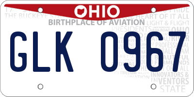 OH license plate GLK0967