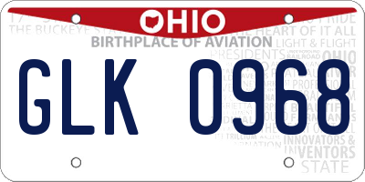 OH license plate GLK0968