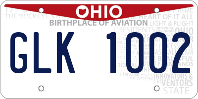 OH license plate GLK1002