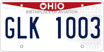 OH license plate GLK1003