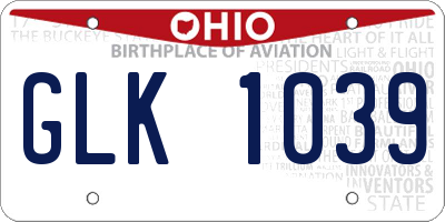 OH license plate GLK1039