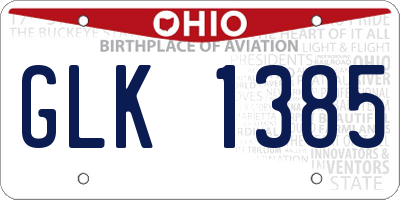 OH license plate GLK1385