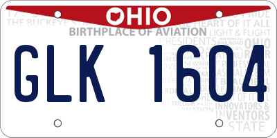 OH license plate GLK1604
