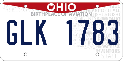 OH license plate GLK1783