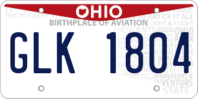 OH license plate GLK1804