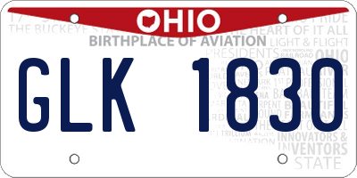 OH license plate GLK1830