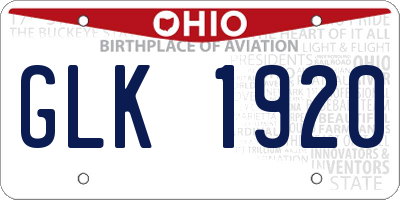 OH license plate GLK1920